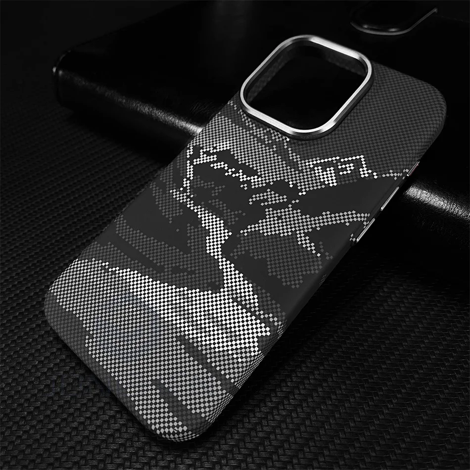For Magsafe 3D Relief Rivers Carbon Fibre Pattern Case For iPhone 14 15 Pro Max 15pro Wireless Charge Alloy Lens Hard Slim Cover