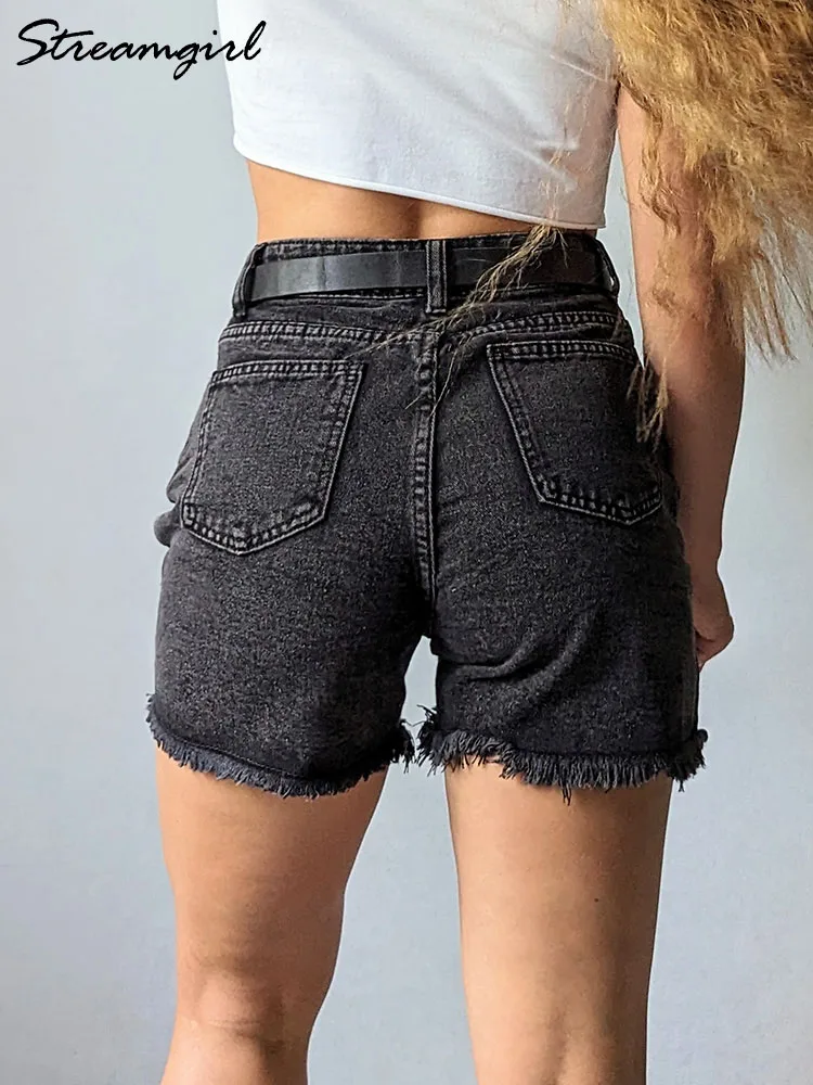 Streamgirl Blue Women\'s Denim Shorts Summer High Waist Casual Chic Loose Jean Shorts For Women Summer 2024 Denim Short Femme