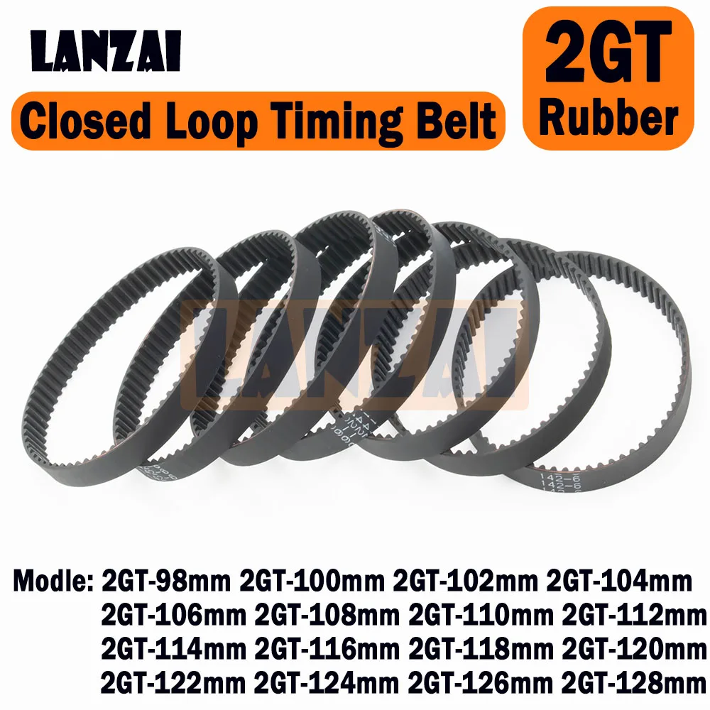 

LANZAI 2GT Rubber Timing Belt Closed Loop C=98 100 102 104 106 108 110 112 114 116 118 120 122 124 126mm W=6/10/15mm 3D Printer