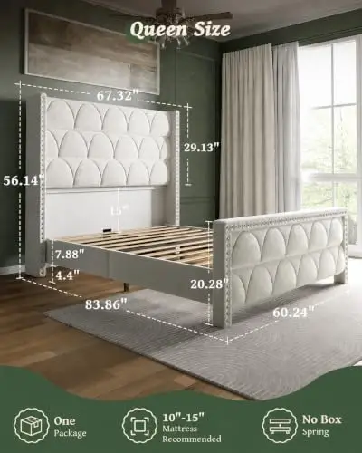 Queen Size Bed Frame with 56