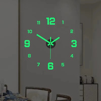 Luminous 3D Frameless Acrylic Wall Clock, Digital Clock, Silent Clock for Living Room, Bedroom, Office, Wall Decoration, DIY