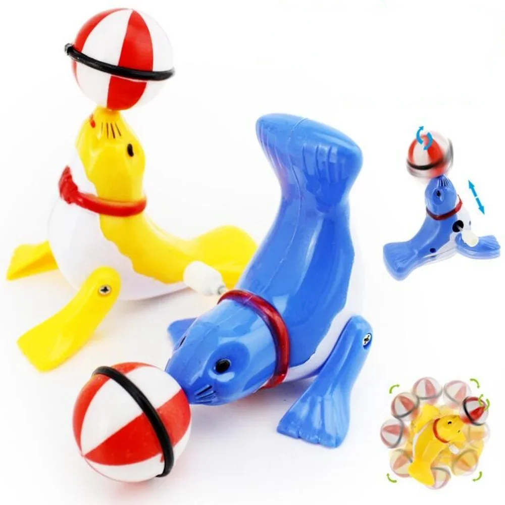 Cute Sea Lion Wind Up Toys Baby Bath Toys Plastic Clockwork Pool Toy Funny Water Play Games Educational Toys for Children Gifts