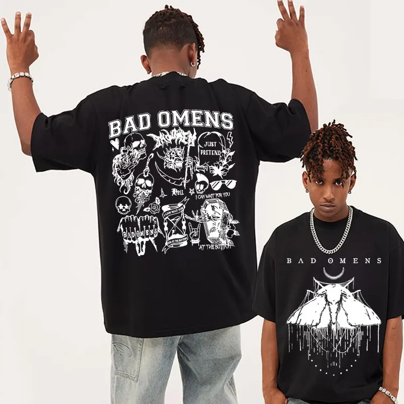 

Vintage Bad Omens Print T-shirt Men Women's Fashion Hip Hop Streetwear Short Sleeve T Shirts Gothic Oversized Tee Shirts Unisex