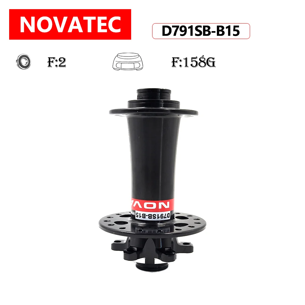 novatec-d791sb-b15-mtb-bici-da-strada-freno-a-disco-anteriore-boost-mozzo-perno-passante-ta-15x110mm-peso-nero-156g-28-32-fori-6-bulloni