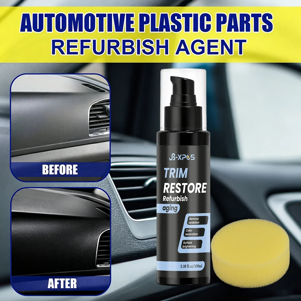 Auto Plastic Trim Restorer Car Plastic Parts Refurbish Agent Long Lasting Black Plastic Revitalizer for Vehicle YT0202