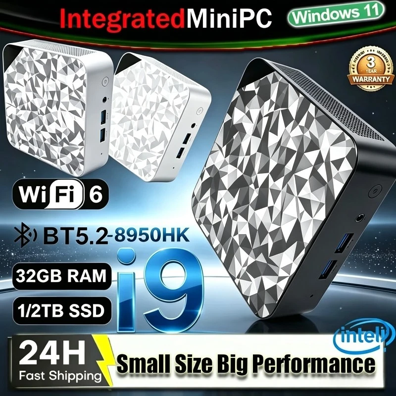 Multi-purpose Mini PC Portable Mini PC Intel Core  i9 8950HK 16GB RAM 1TB 2TB SSD Gaming Computer WiFi6 Desktop PC