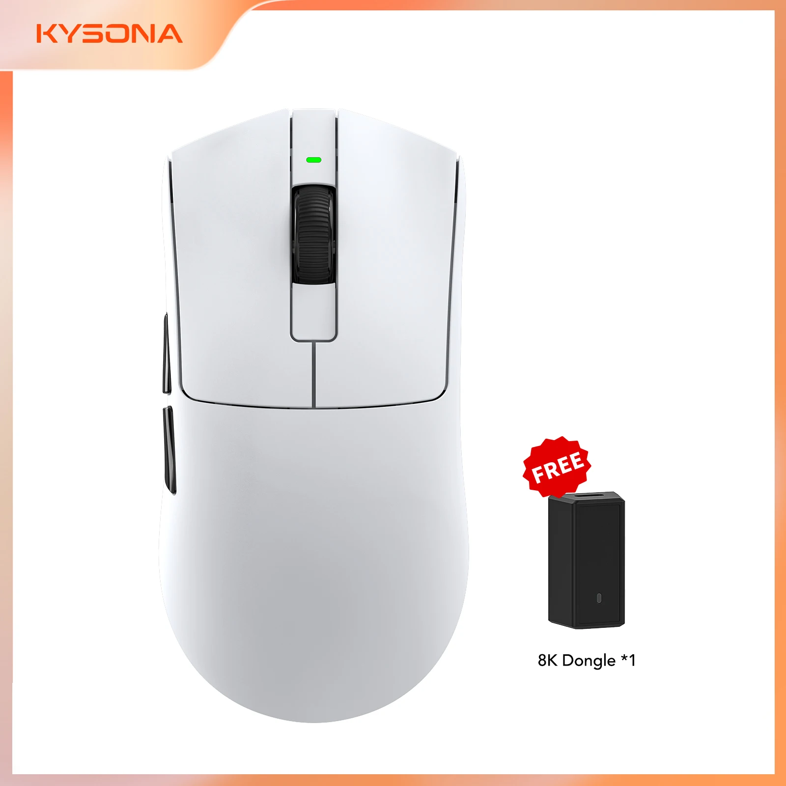 

KYSONA Jupiter White Bluetooth Mouse Wireless Mice PAW3395 Sensor 26000DPI Lightweight 49g Gaming Mouse For Big Hands PC Laptop