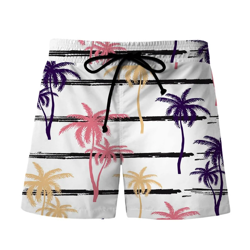 Plantas tropicais havaianas impressão 3d praia shorts homens verão rua calças curtas moda surf board shorts masculino solto troncos de natação