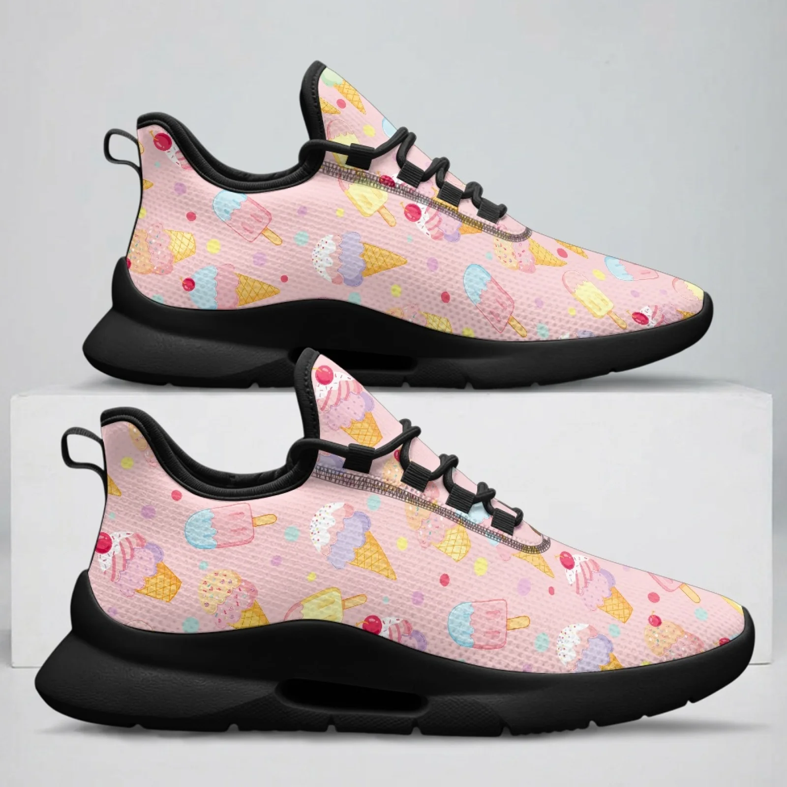 PENSTROLL Ice Cream Polka Dot Casual Walking Shoes for Men Hiking Work, Breathable Men's Fashion Skate Sneakers