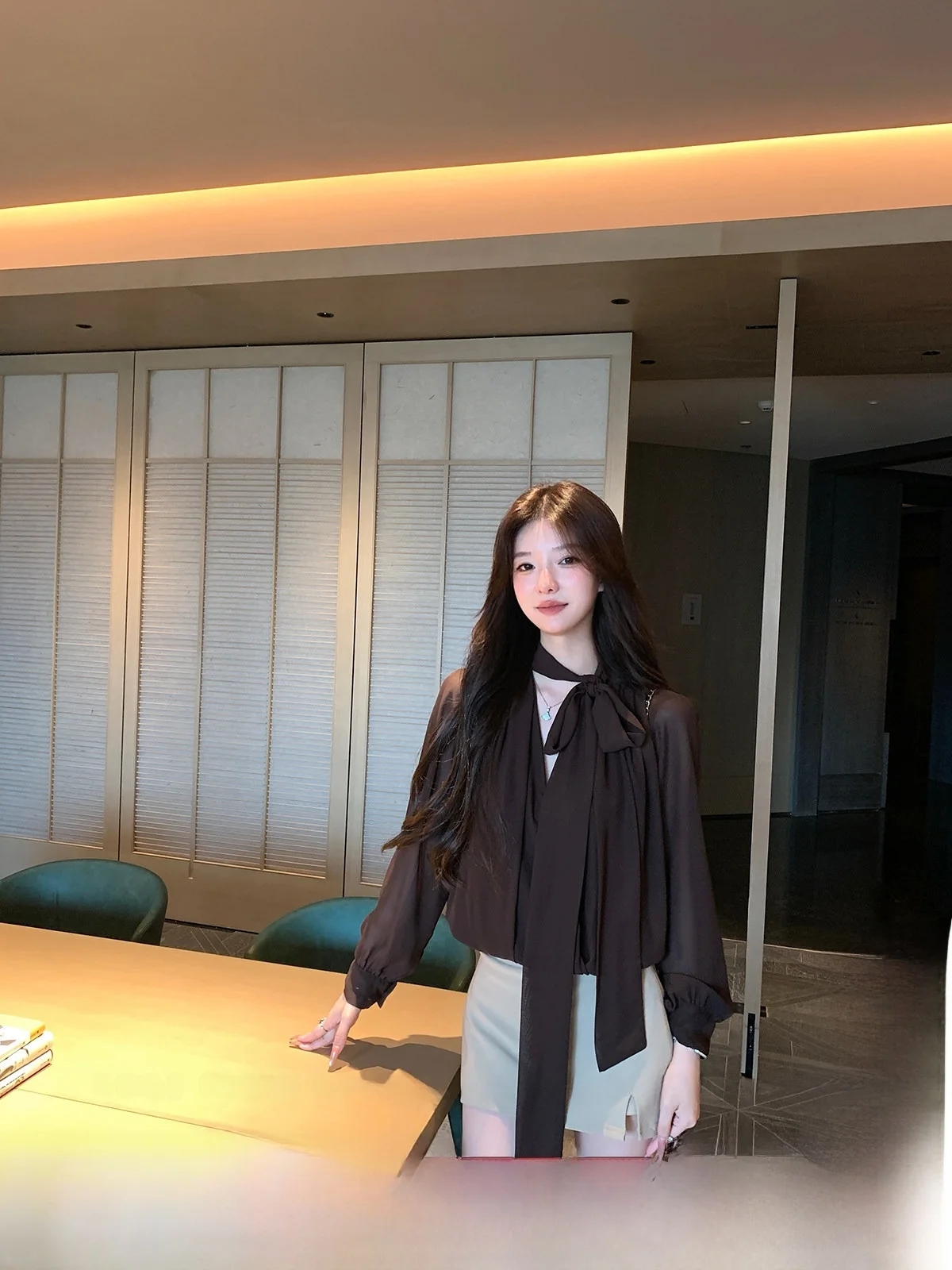 

YOLI Чжан Юли Частная коллекция блоггеров V-Ne Sa Long Sve шифоновый ильт женский летний свободный топ для похудения