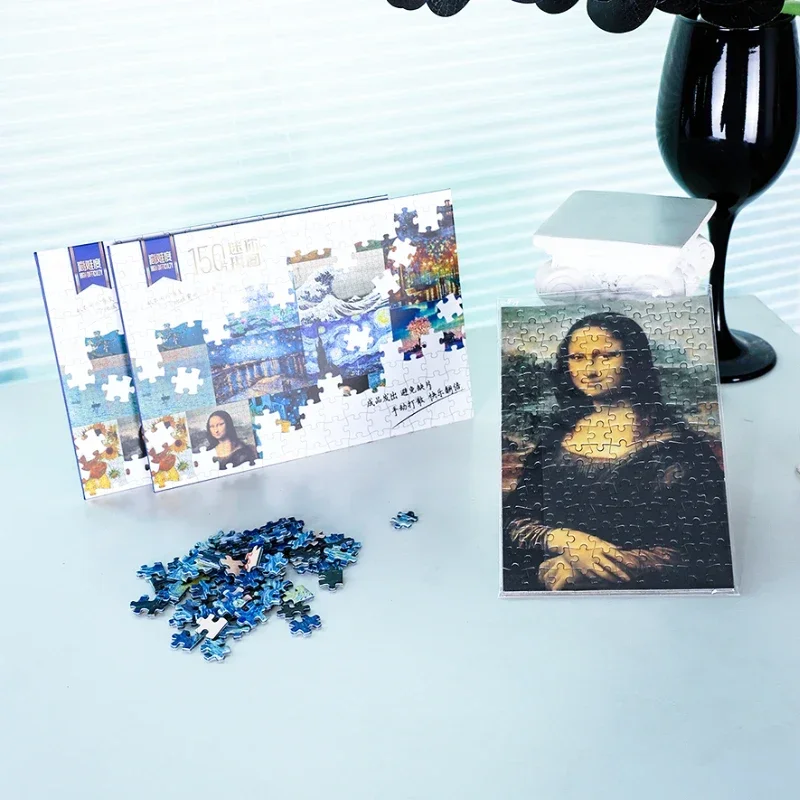 Mini 150pcs Puzzles Mona Lisa Puzzle Series Postcard Puzzle Envelope Packaging
