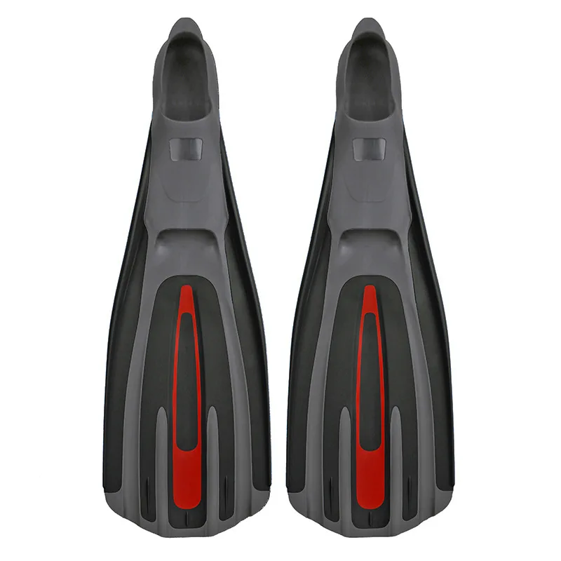 Swimming Snorkeling 3-Color Silicone Rubber Free Diving Lung Flippers Mid-Length Heel-Style Long Flippers