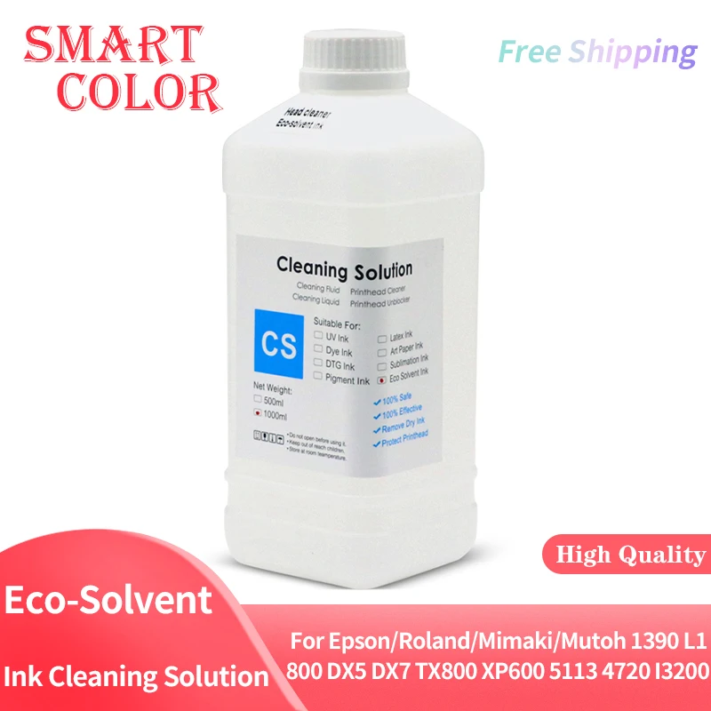 1000ML Eco-Solvent Ink Cleaning Solution For Epson/Roland/Mimaki/Mutoh 1390 L1800 DX5 DX7 TX800 XP600 5113 4720 I3200 Printhead