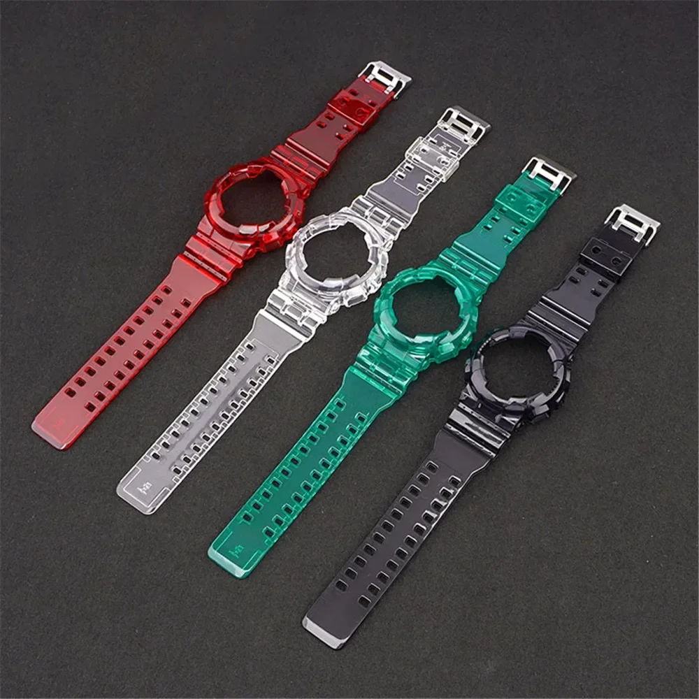 Transparent Sport Strap for Casio G-SHOCK GA-100 GA-110 GD-120 GLS-100 Colorful TPU Men Replacement Band Case Watch Accessories