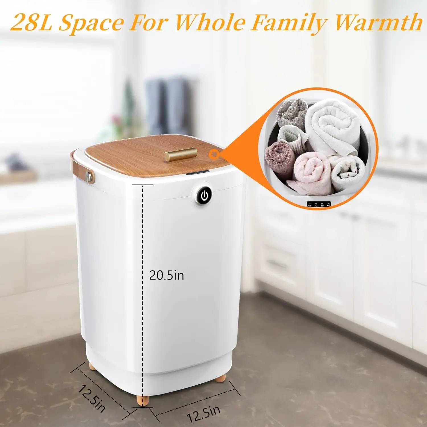 Large Portable Towel Warmer for Bathroom, Heats Two Oversized Towels with Timer Auto Shut Off, Yellow