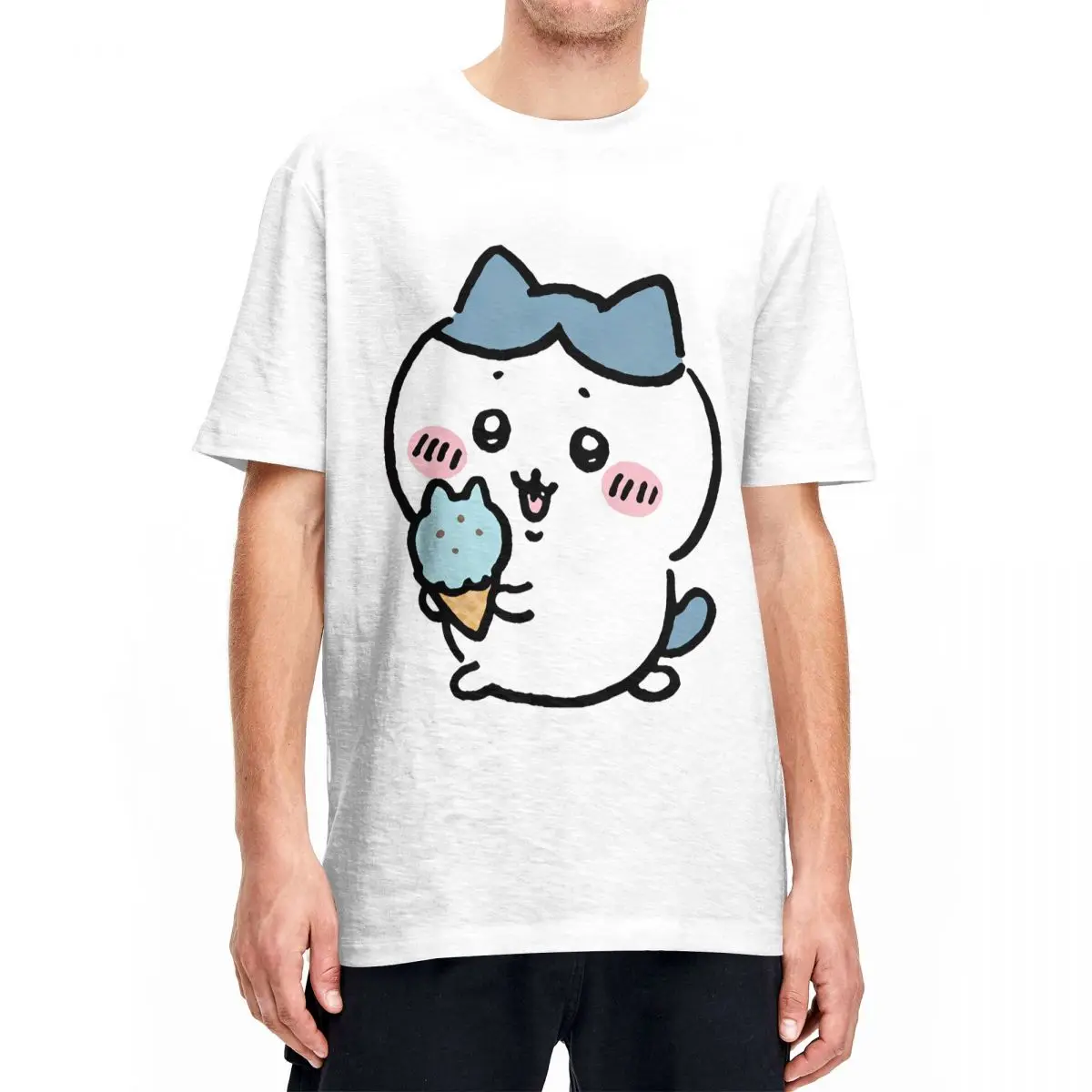 Cute Chiikawa Catoon T Shirt Men Women's Pure Cotton Funny T-Shirt O Neck Tee Shirt Short Sleeve Tops Plus Size