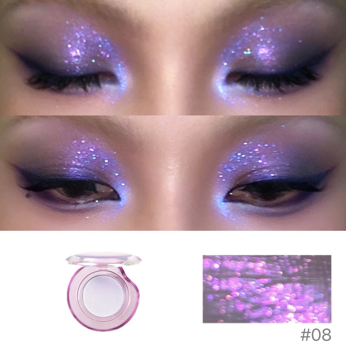 RMT ロマンチックな高光沢カメレオンリペアパウダーマットパープルアイシャドウ頬紅細かい光沢のある顔明るく統合プレート