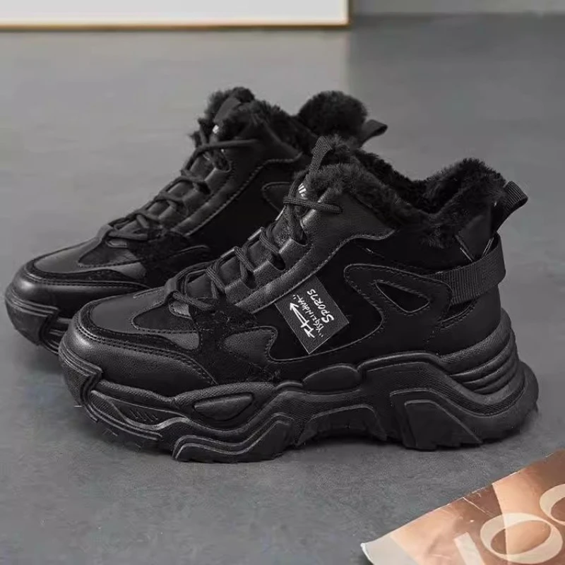 Woman Winter Sneakers 2023 New In Plus Velvet Keep Warm Platform Sports Shoes Women Comfort Snow Boots Female Chunky Sneaker