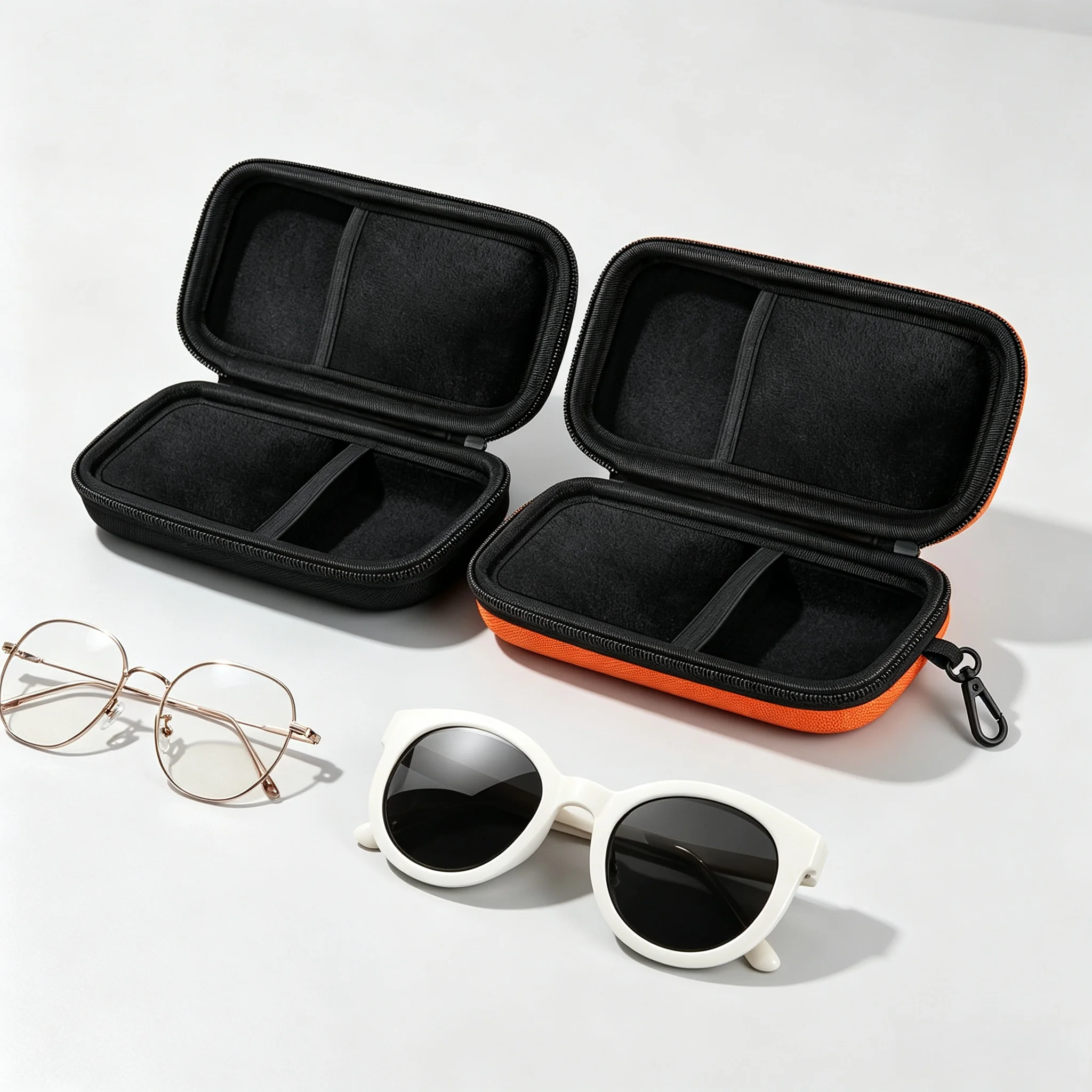 Double Eyeglasses Case – Hard-Shell Dual Sunglasses Organiser with Zipper Closure – Travel Eyewear Storage for Use in Vehicles