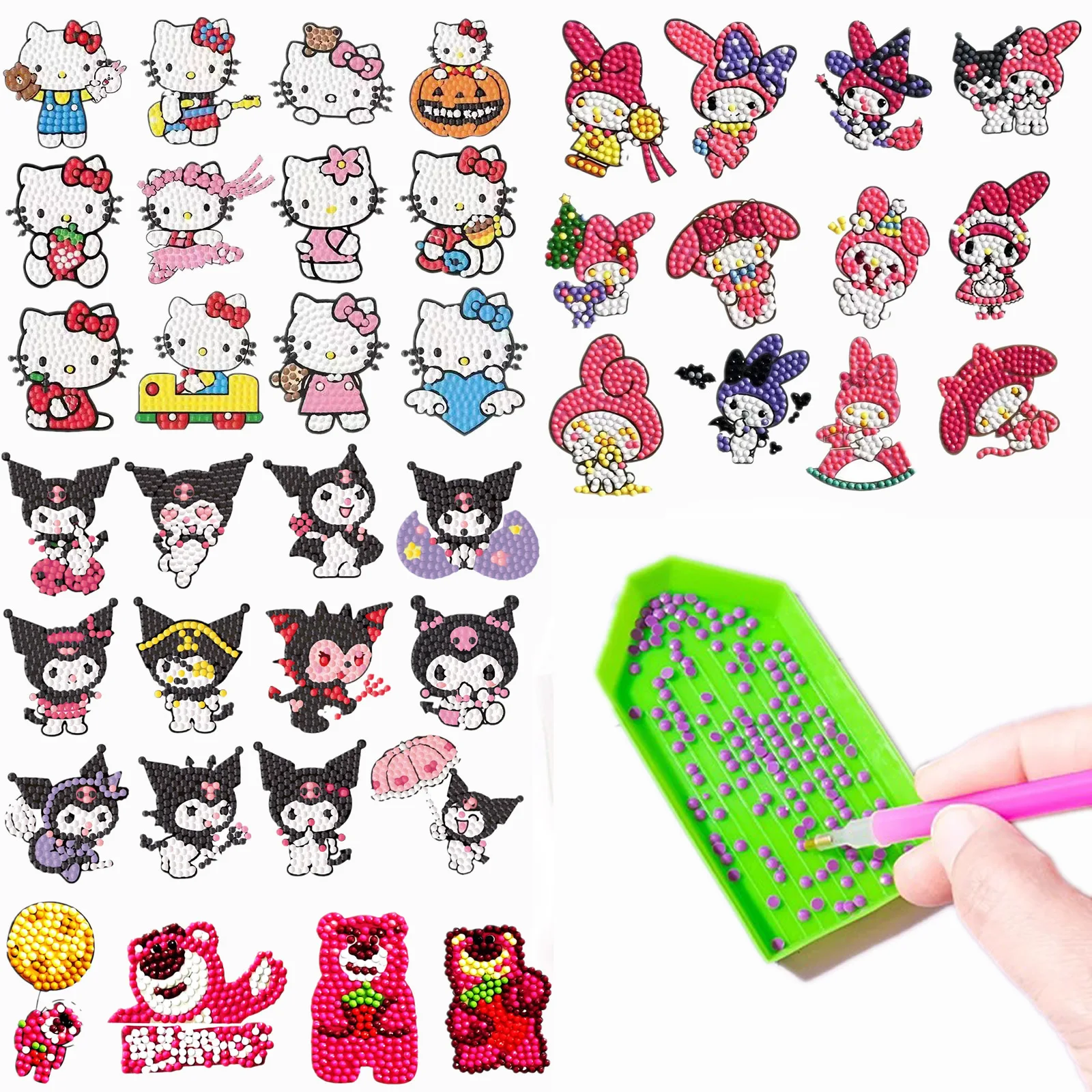 Kawaii Sanrio Hello Kitty Diamond Painting Stickers Cartoon Kids Girl DIY Melody Kuromi Diamond Sticker Cute children Handmade