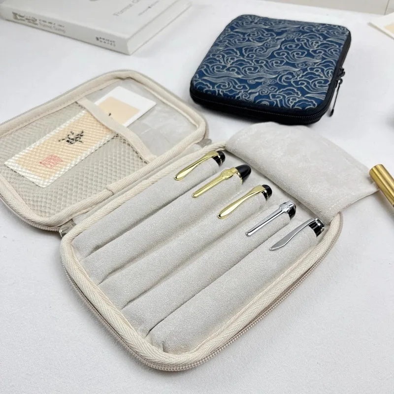 

Chinese Style Pen Bag 5-pack Pen Bag Fabric Pen Cover Zipper Pen Bag Stationery Bag Pencil Case Korean Stationery