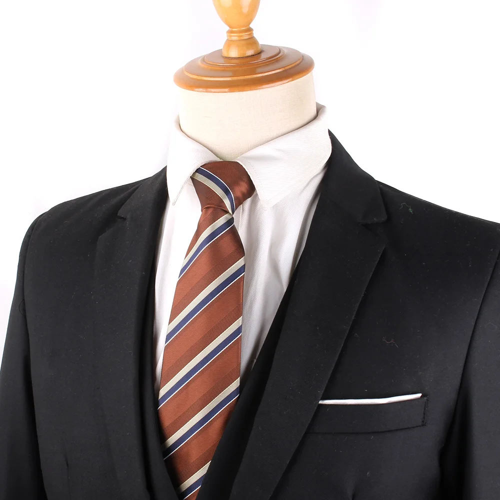 New Striped Tie For Men Women Classic Brown Neck Tie For Party Business Casual Suit Neckties Wedding Neck Ties For Groom Gifts