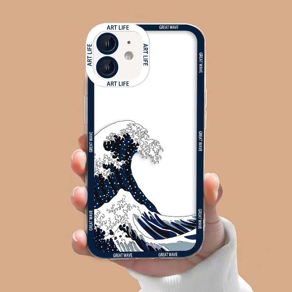 La Grande Onda di Kanagawa Cassa Del Telefono Trasparente Per REALME 6 7 7I 8 8I 9 9I 10 12 C75 C71 C67 C65 C63 C55 C53 C35 C33 C31 C30 Caso