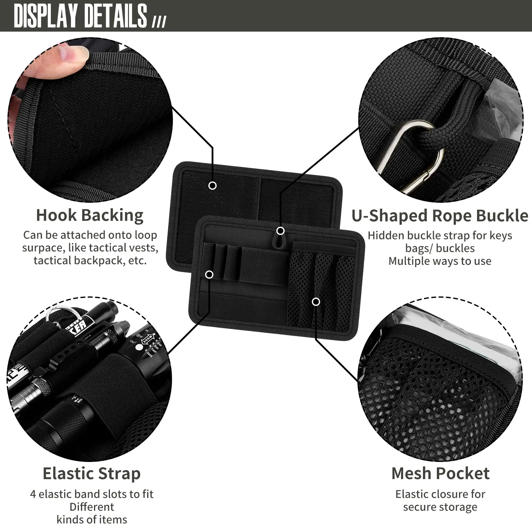 منظم لوحة إدراج حقيبة تكتيكية، منظم لوحة إدارة المرافق مع خطاف وحلقة مع مثبتات خطافية لحزم الظهر