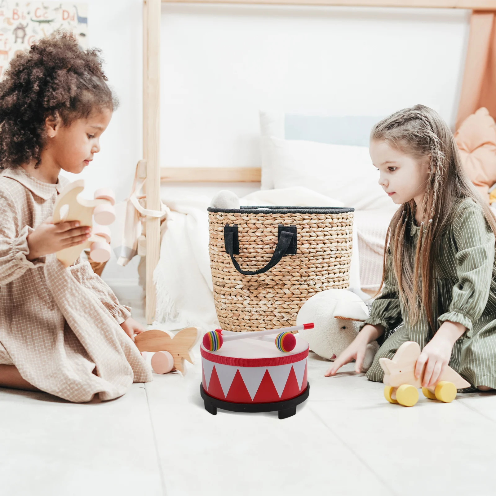 

1Set Wood Snare Drum for Kids Early Education Percussion Instrument Lightweight Portable Music Training Tool Child Drum Set