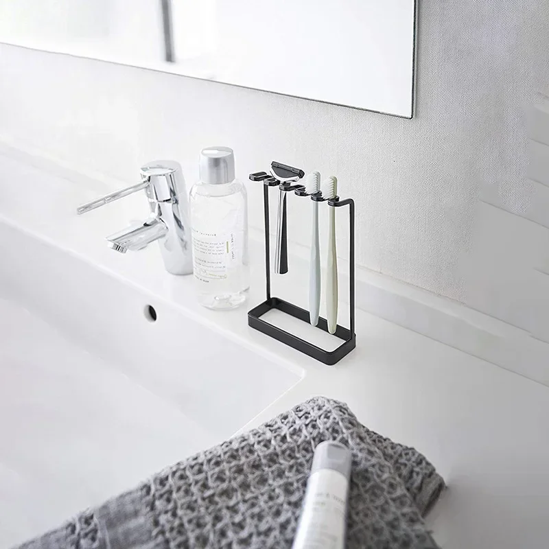 Stand Type Metal Toothbrush Holder Hanger Bathroom Tooth Brush Toothpaste Razor-Organizers Rack Stand Bathroom Accessories