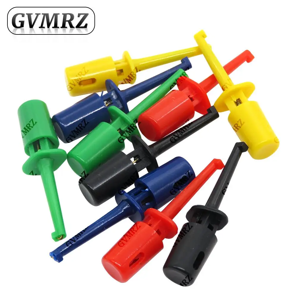 10PCS 43mm 5Colors Test Hook Clip 10PCS Each Color for Electronic Testing, Multimeter Probe kit