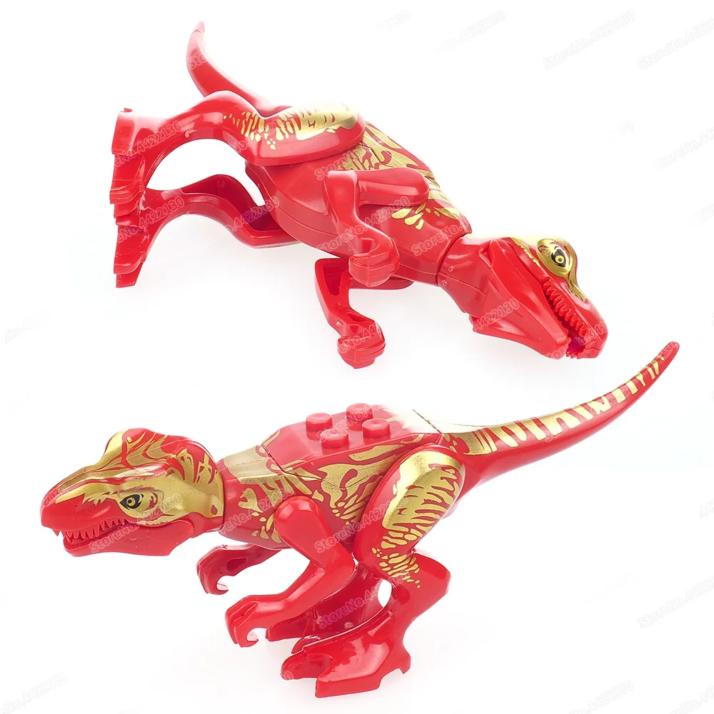 Red Tyrannosaurus Knight Set Building Block Moc Figures Training War Dragon World War Assemble Scenes Model Child Gifts Boy Toys