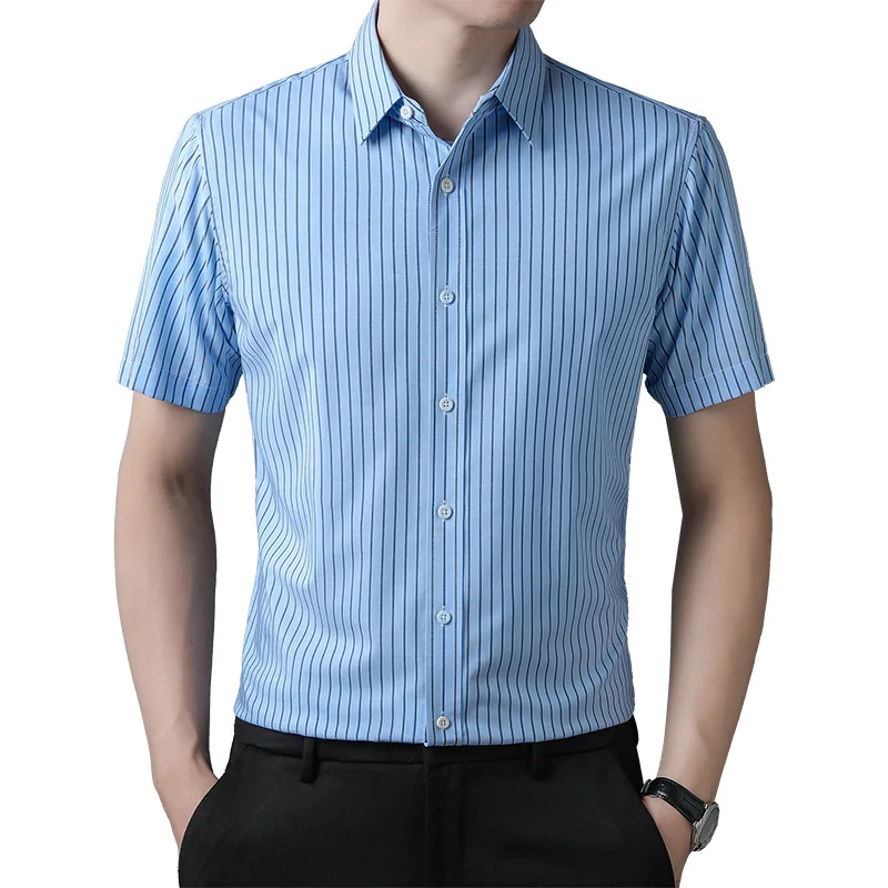 

Men's Premium Shirt New Summer Fashion Business Striped Short Sleeve Shirt Commute Office Wear Comfortable Workwear Formal Shirt