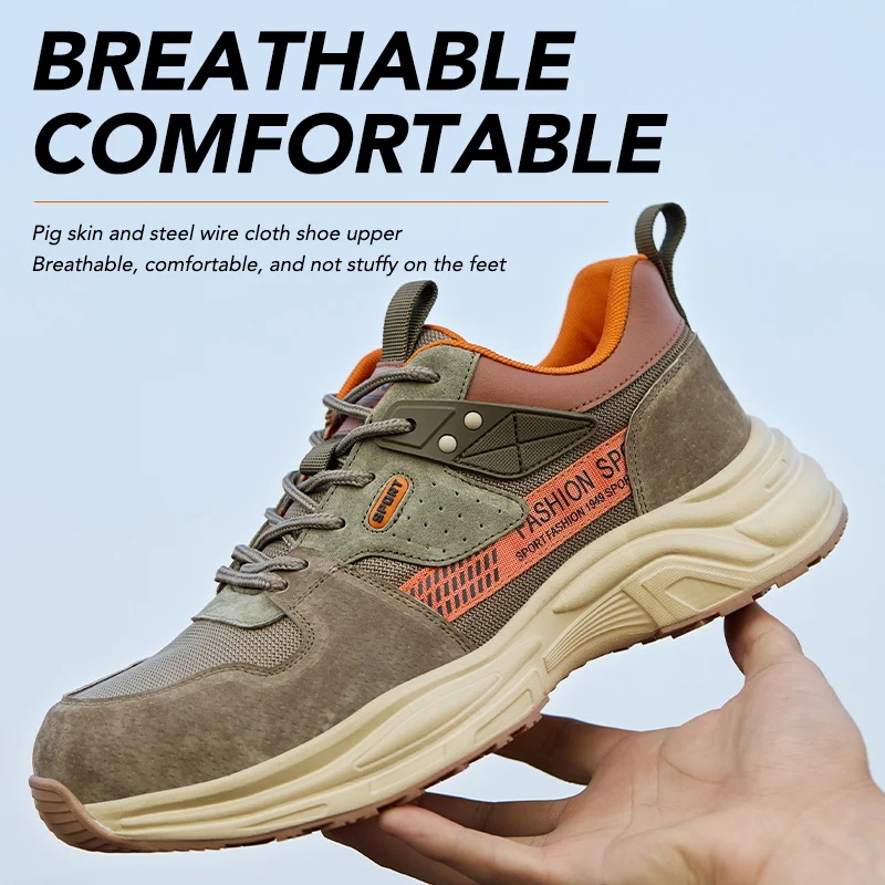 Anti-Puncture Work Shoe For Man breathable Safety Work Sneakers with iron Toe Indestructible shoes Breathable Work Boots