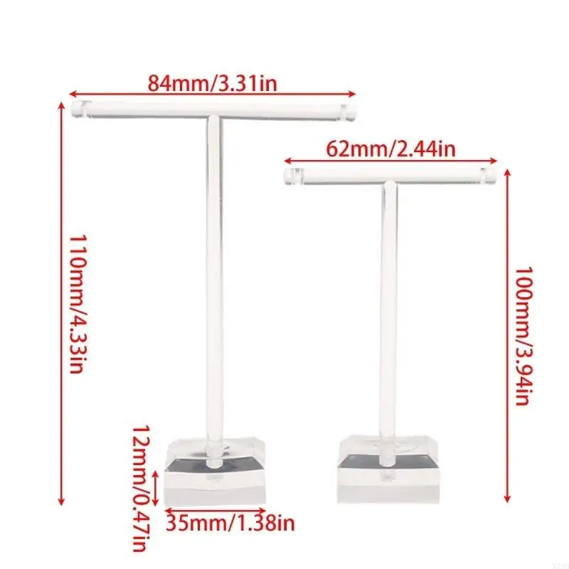 2x مجوهرات عرض موقف حامل 3 في 1 مجوهرات رف شجرة T-شكل القضبان قلادة طويلة سوار القرط حلقة عرض