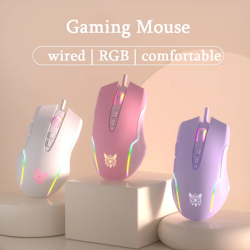 Usb prendeu o rato do jogo, rosa, roxo, ergonômico, 6400 dpi, ótico, rgb, luminoso, para o computador, portátil, desktop