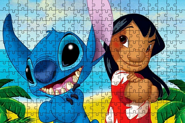 Stitch 300/500/1000 piezas de madera de dibujos animados de Disney juego de rompecabezas hecho a mano, decoración de regalo de vacaciones preferida