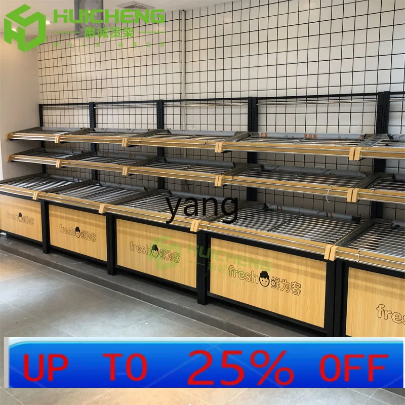 

LMM supermarket vegetable goods display fruit shelf stainless steel three-layer vegetable shelf