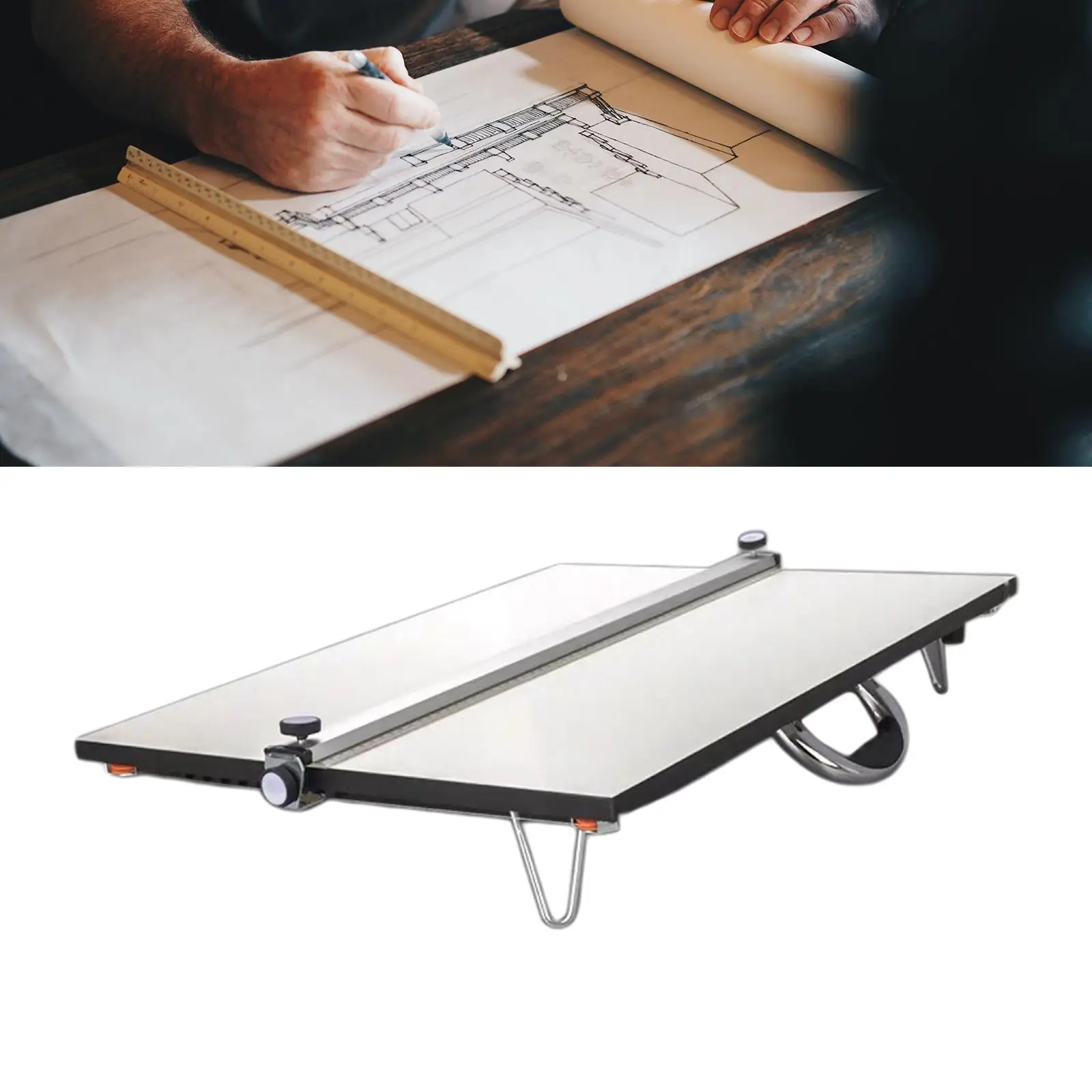 A2 Drawing Table Board 23×17inch Graphic Sketch Professional T-Square W/ Parallel Bar Support Legs for Architect Engineer Artist