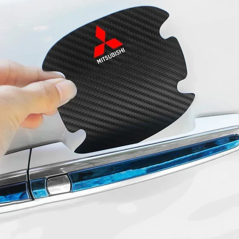 

8PCS Carbon Fiber Car Door Handle Bowl Sticker Anti-scratch Decal for Mitsubishi Lancer ASX Pajero Eclipse Delica