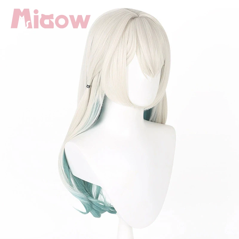 Honkai: Star Rail Firefly Cosplay Wig, Cream White Gradient Mint Green Heat Resistant Synthetic Wig for Cosplay Halloween