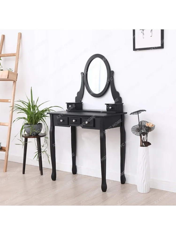 Simple Solid Wood Dressing Table Dressing Mirror Simple Small Apartment Mini Dresser Dressing Table