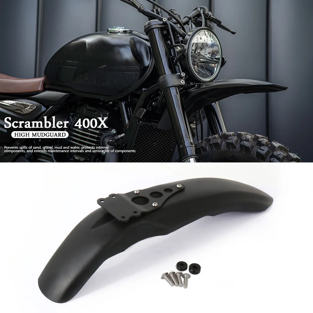 New Motorcycle Front High Mudguard Fender Plastic Cover Black Durable  For Scrambler 400X SCRAMBLER 400 X 2024