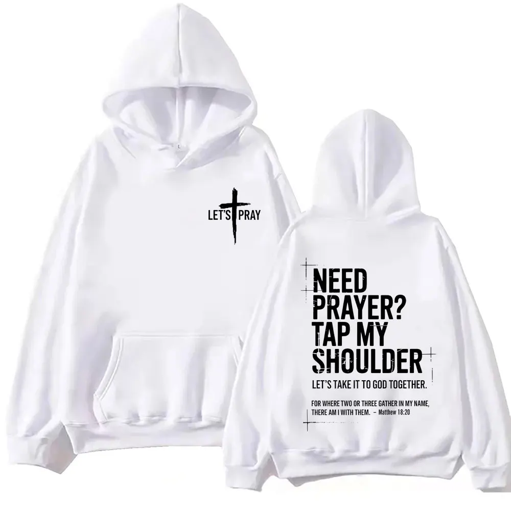 Custom Custom Need Prayer Tap My Shoulder Bible Verse Print Hoodie Fashion Vintage Hooded Sweatshirts Men Women Casual Loose Fle