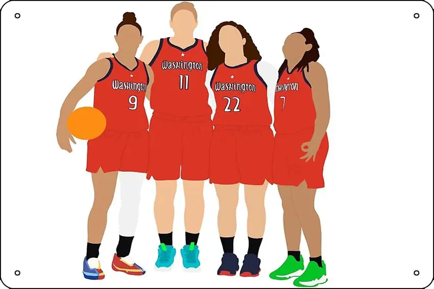 Washington Mystics Elena Delle Donne, Alysha Clark, Atkins, Natasha Cloud Art Print Metal Tin Sign  Funny Man Cave Home Office B