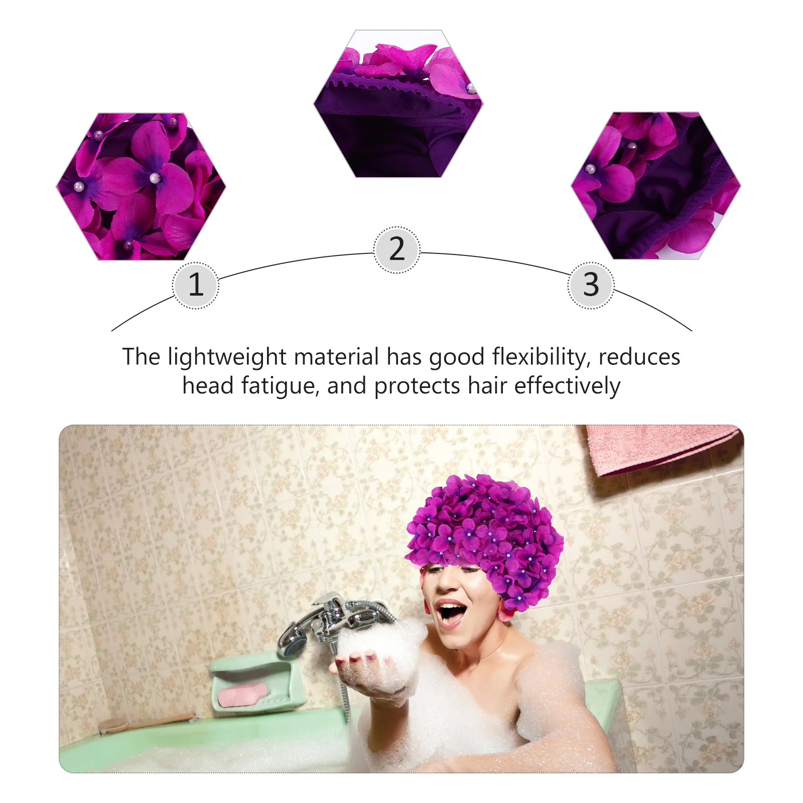 

1Pcs Flower Swim Cap Premium Lightweight Waterproof Ear Protector for Swimming Women Summer Beach Pool Accessory