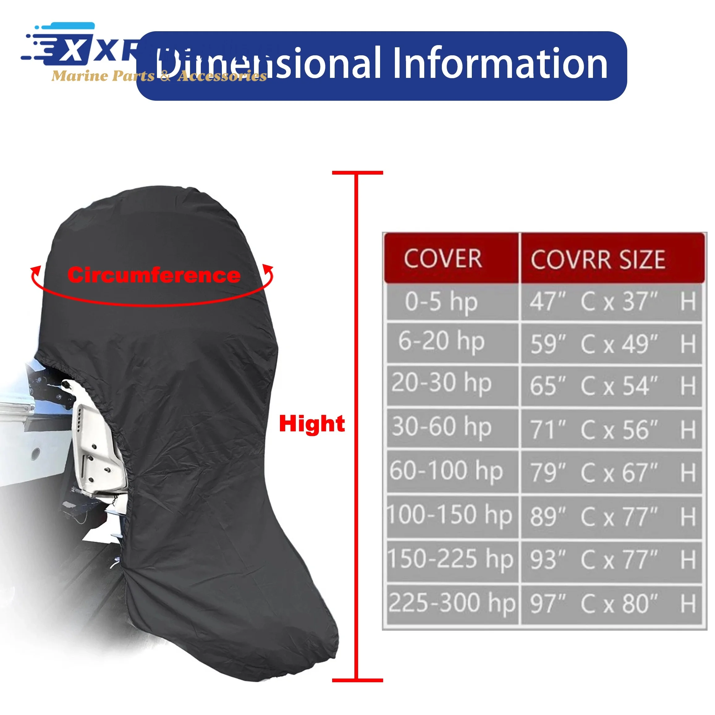 Outboard Motor Cover Compatible with Mercury Yamaha Honda Suzuki Tohatsu Johnson Evinrude Most 225 250 300 HP Full Boat Engine