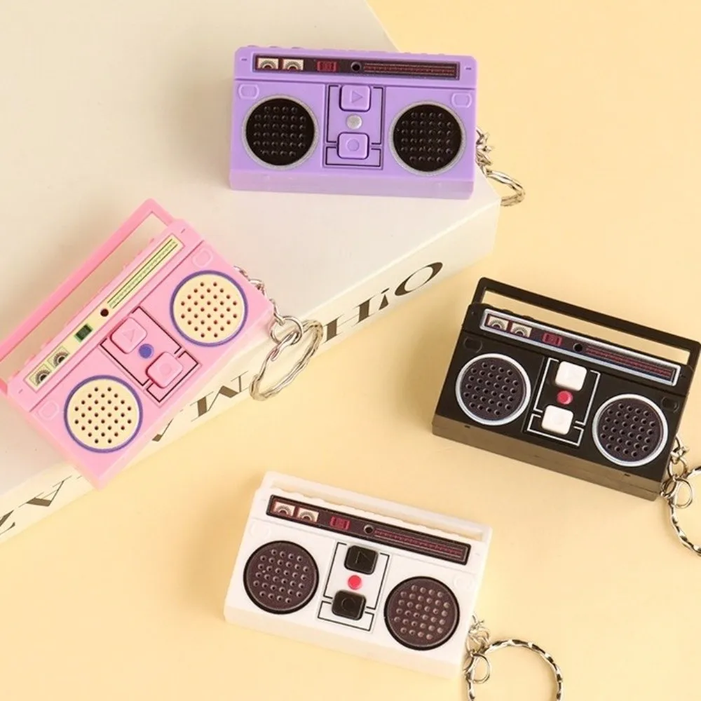 Mini Size Radio Shape Keychain Plastic Material Retro Style Music Recorder Keychain Exquisite Design Macaron Color