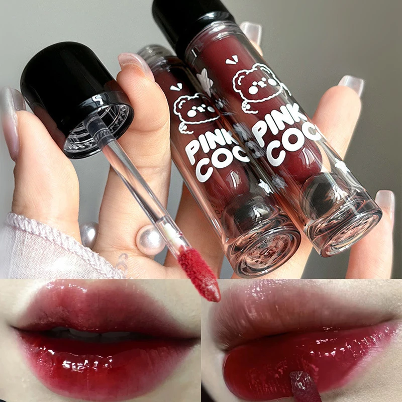 Feuchtigkeitsspendende Spiegel-Lippenglasur, flüssiges Wasser, leicht, nackt, langlebiger Lipgloss, sexy rote Kosmetik, schwarze Kirsche, Antihaft-Cup-Make-up