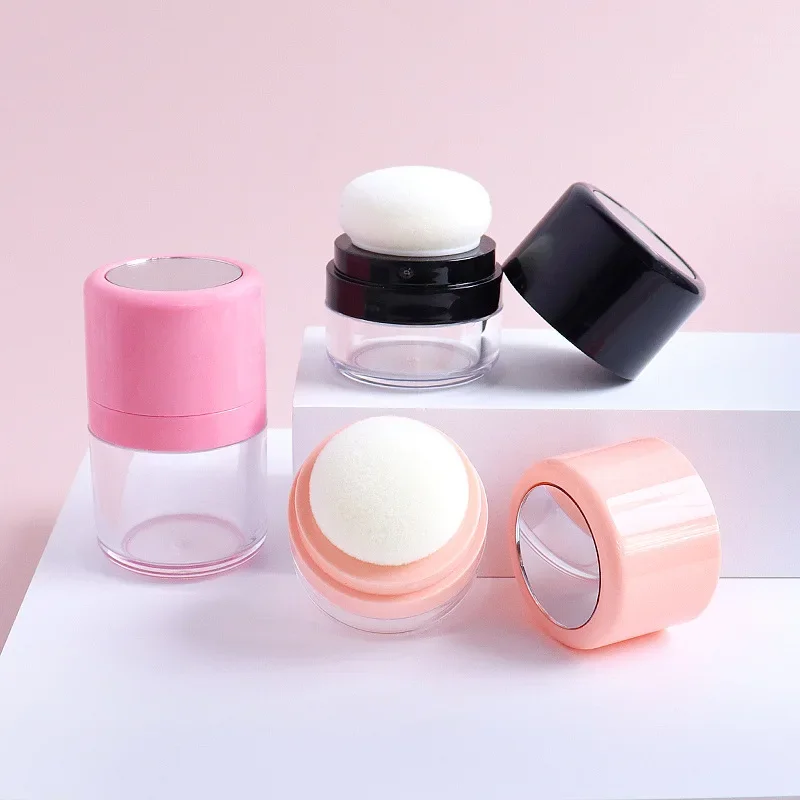 Mini Empty Refillable Loose Powder Box with Makeup Puff Diy Cosmetic Powder Case Blusher Finishing Powder Jar Container Travel